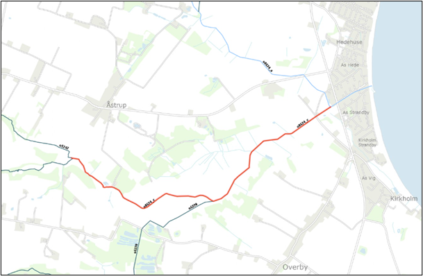 Figur 1 - Projektområde (rød linje)